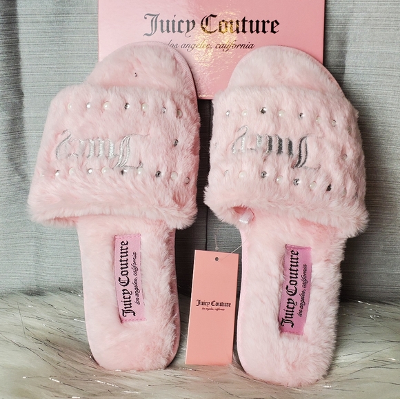 Juicy Couture Shoes - JUICY COUTURE pink gyanna pearl/rhinestone slippers